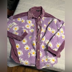 Davi & Dani flower fleece shacket